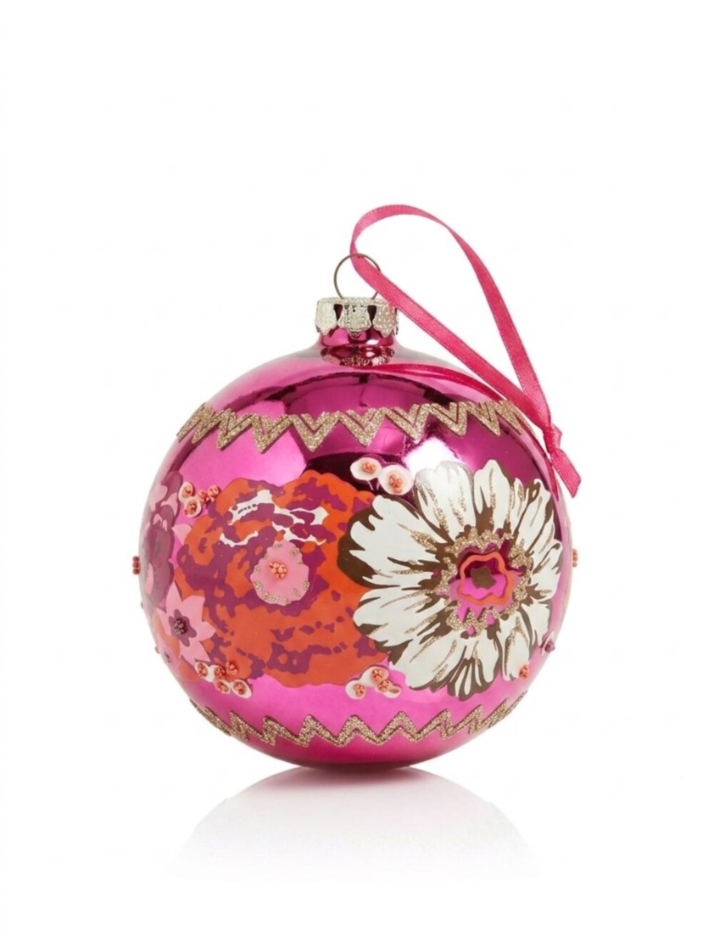 NWT Vera Bradley Ornament Rosewood Holiday 2015 Glass